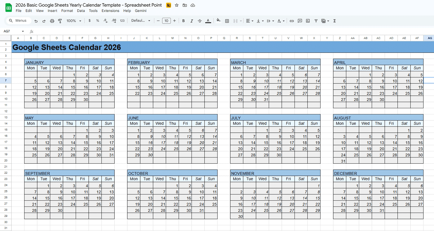 google sheets template